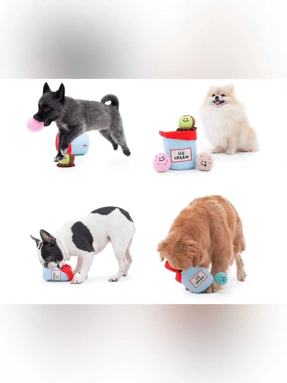 PawfectPals Interactive Ice Cream Plush Dog Toy